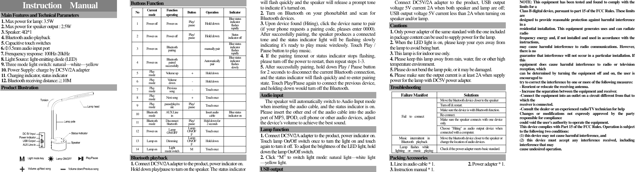 discharge lamp operating instruction