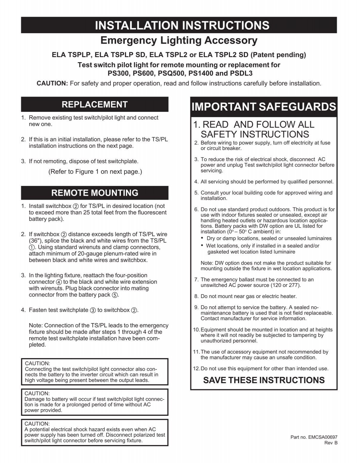 emergency lighting test switch instructions