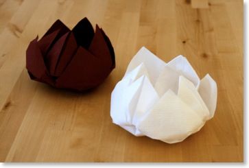 instructions for folding serviettes into lotus flowers