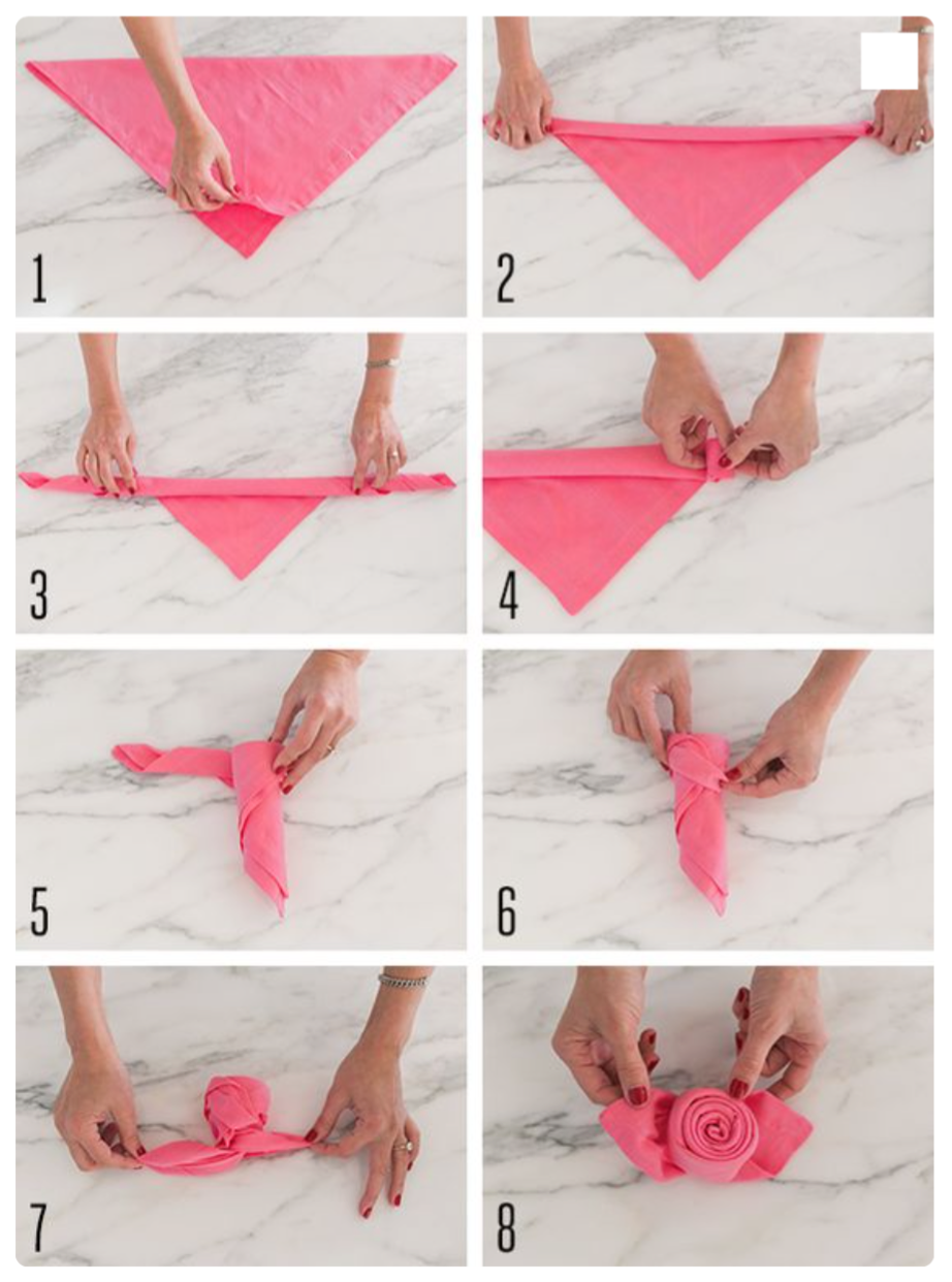 instructions for folding serviettes into lotus flowers